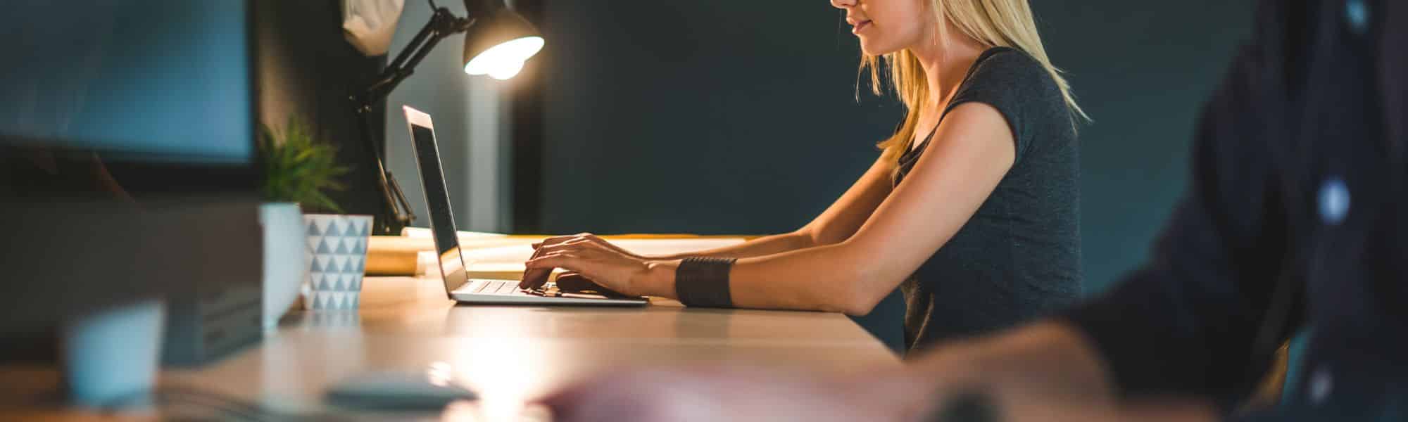 Stock image of woman on a laptop